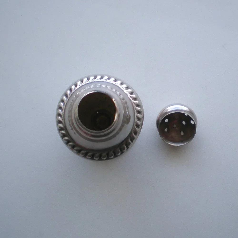 Antique Vintage Designer N.S. Co. solid Sterling Silver Salt Cellar Shaker & Lid